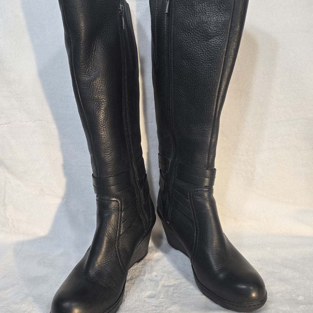 Black Leather Knee-High Boots